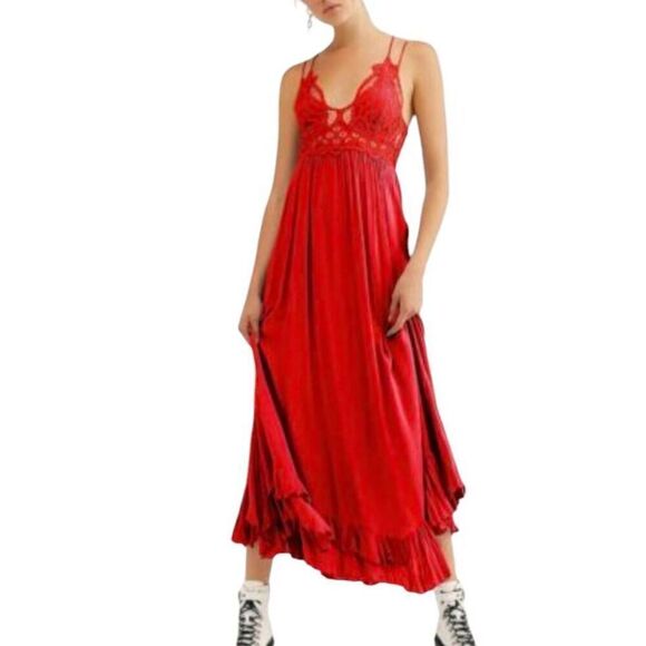 FREE PEOPLE ADELLA DRESS RED SZ.M EUC - Picture 1 of 11